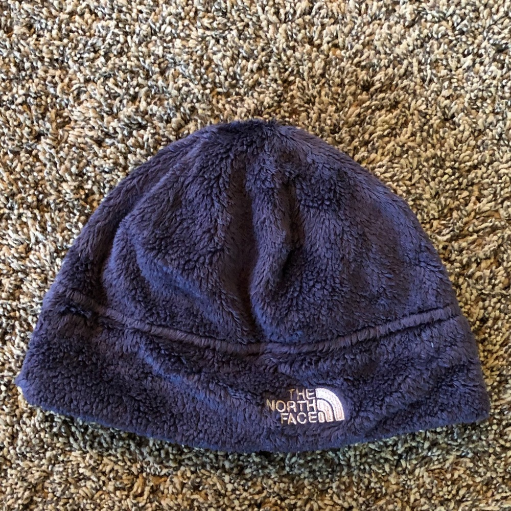 The North Face purple fleece osito beanie hat